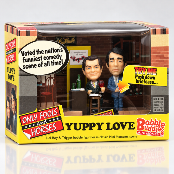  Only Fools and Horses collectible with Del Boy, Trigger, miniature bottles and glasses
