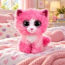  Reagan Cat Beanie Boo plush toy with bright eyes and soft texture
