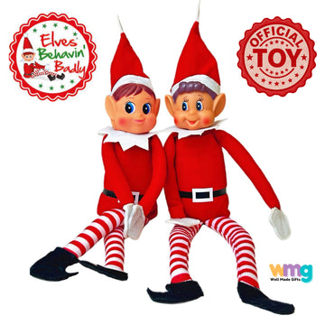 Elves Behavin Badly 12" RED Long Leg Soft Body Vinyl FACE 'Girl or Boy' ELF With Hat"