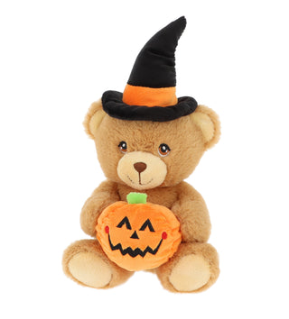 Keeleco Halloween Teddy Bear with Witch Hat and Pumpkin 15cm Plush Toy EH2816 - 100% Recycled Eco Soft Toy - Keel Toys