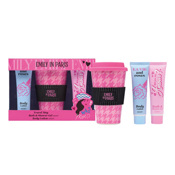 EMILY IN PARIS TRAVEL MUG, 65ML BATH & SHOWER GEL, 65ML BODY LOTION - 0