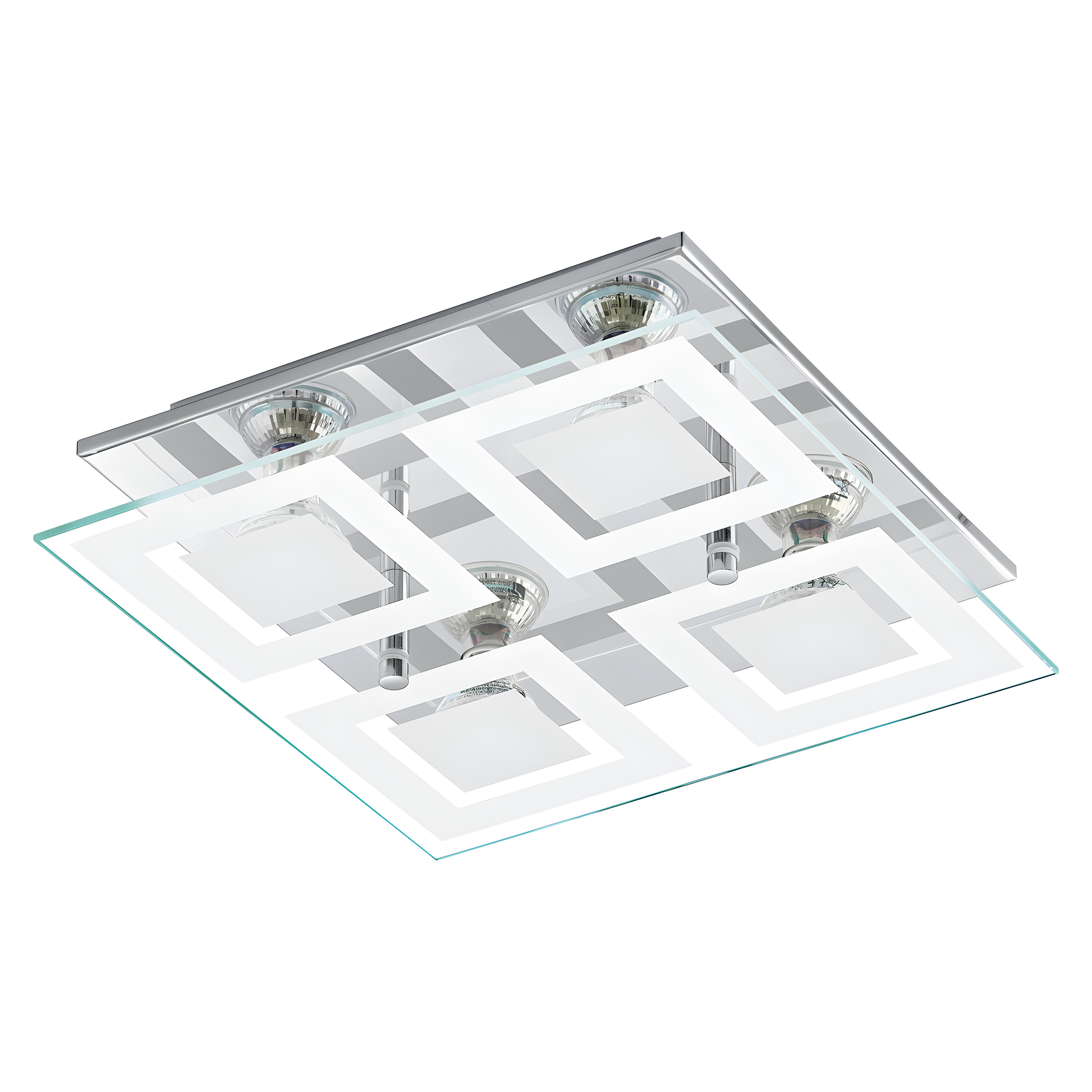 Almana 4 Bulb Ceiling Light - Chrome/Satin & Clear - GU10- LED Bulbs Included