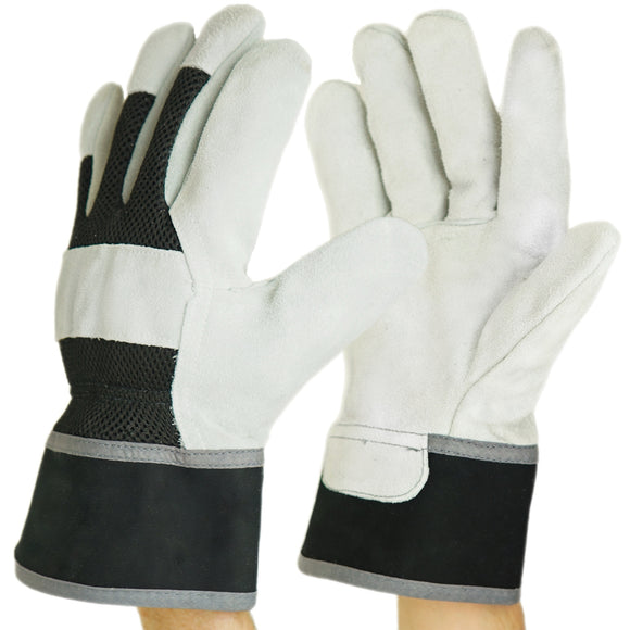 Nozzy Workzone Mens Heavy Duty Leather Gloves - Gardening Work Garage