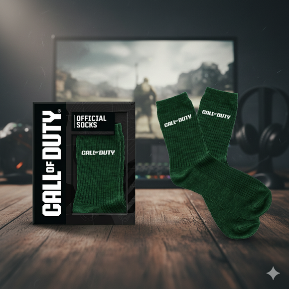 Call of Duty Official Green Crew Socks, Premium Ribbed Comfort, Cotton Blend