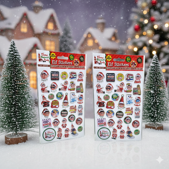 Elf Stickers Elves Behavin' Badly Christmas Presents Cards Notes Fridge Books x 2 Packs of 30