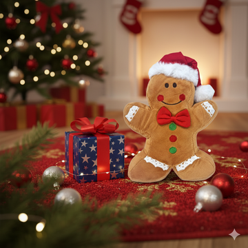 Cute Gingerbread Man Plush Toy with Santa Hat – 15cm Soft Christmas Decoration - 0