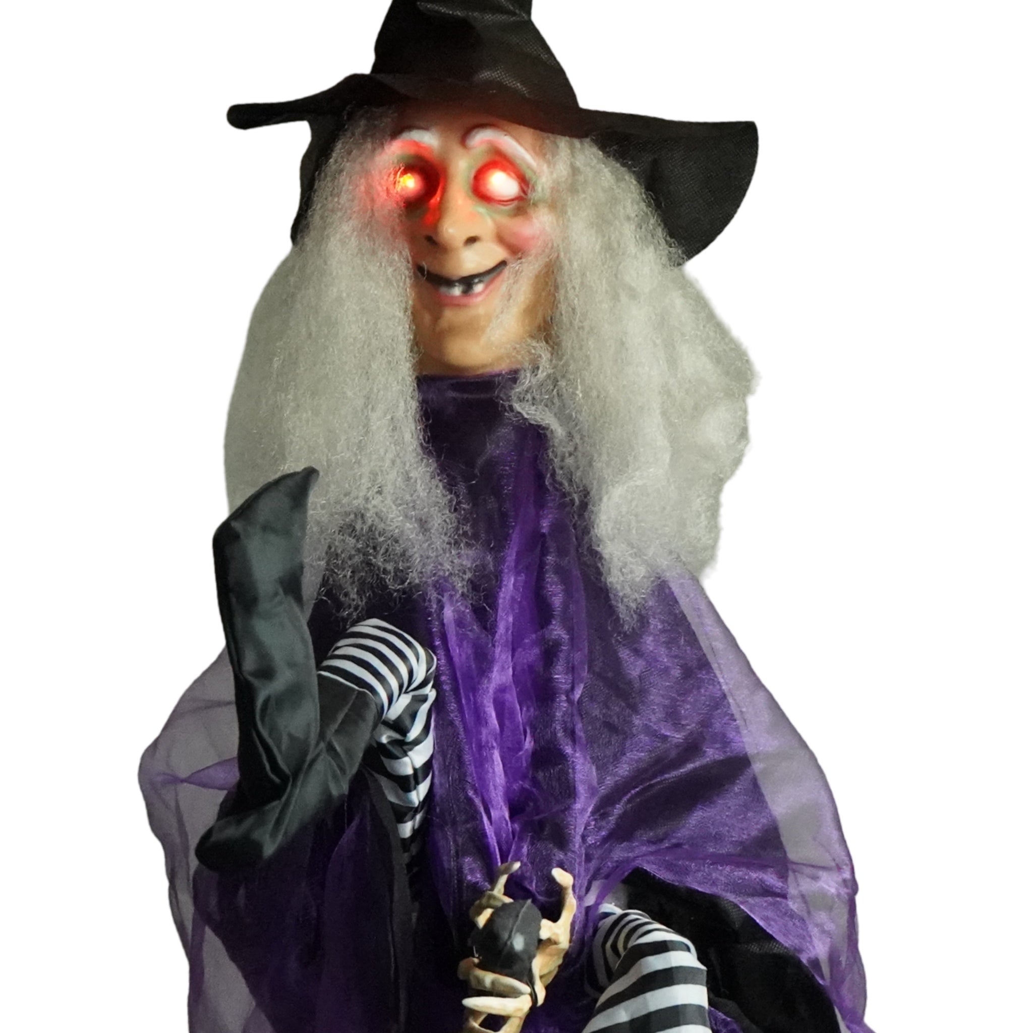 36" Animated Kicking Witch on Broomstick – Halloween Decoration with Batteries Included