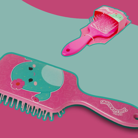 Squishmallows Paddle Hair Brush for Kids Graciela Mint Barrel Cactus