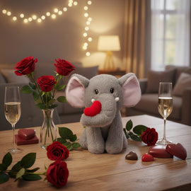 Deluxe Paws Cute Elephant with Heart Valentines Cuddly Toy 30cm Super Soft Plush Toy