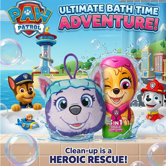 PAW Patrol Skye Kids Bath Gift Set 3in1 Shower Gel Shampoo Conditioner & Sponge