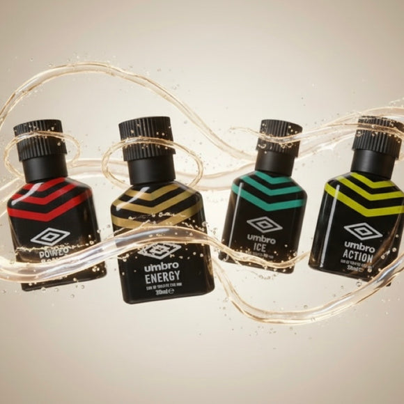 Umbro Mens Gift Set 4 x 30ml Ice, Energy, Power Action Eau de Toilette Fathers Day Gift