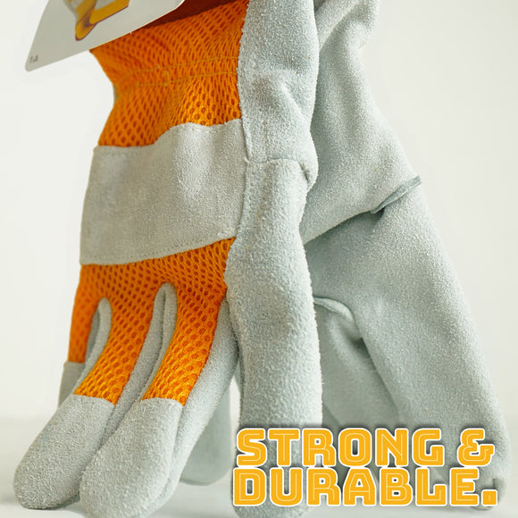 Nozzy Workzone Mens Heavy Duty Leather Gloves - Gardening Work Garage