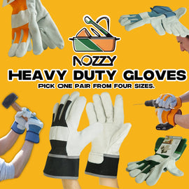 Nozzy Workzone Mens Heavy Duty Leather Gloves - Gardening Work Garage