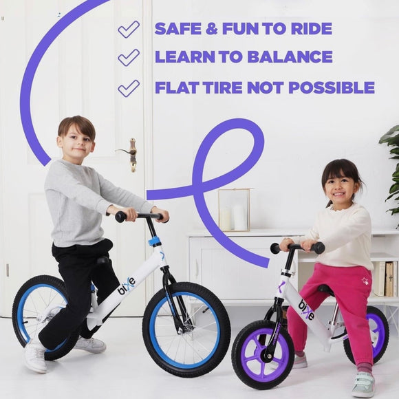 BIXE - Purple Aluminum Balance Bike for 18 Month to 6 Year Old Toddlers 12 inch
