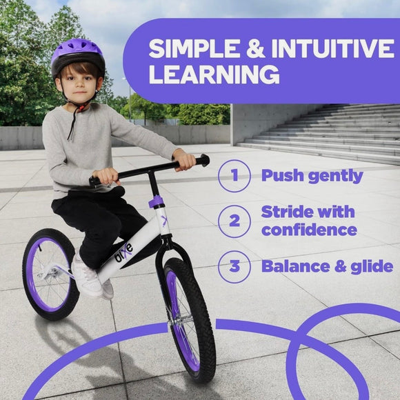 BIXE - Purple Aluminum Balance Bike for 18 Month to 6 Year Old Toddlers 12 inch