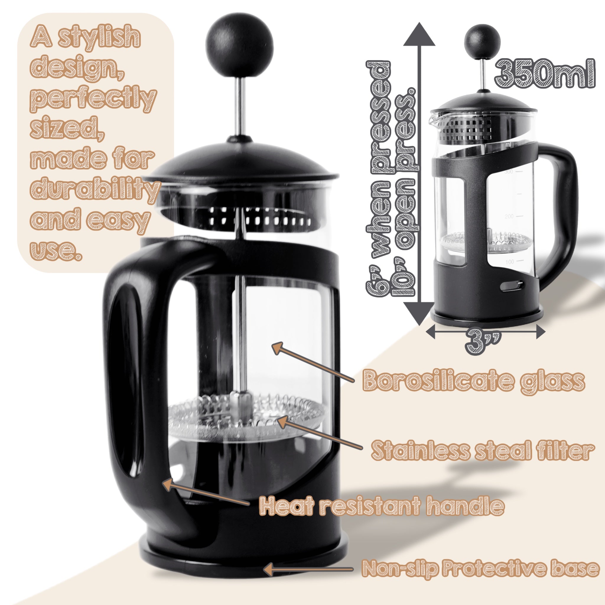 Nozzy French Press Coffee & Tea Maker 350ML
