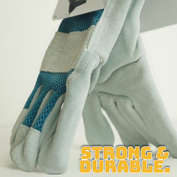 Nozzy Workzone Mens Heavy Duty Leather Gloves - Gardening Work Garage