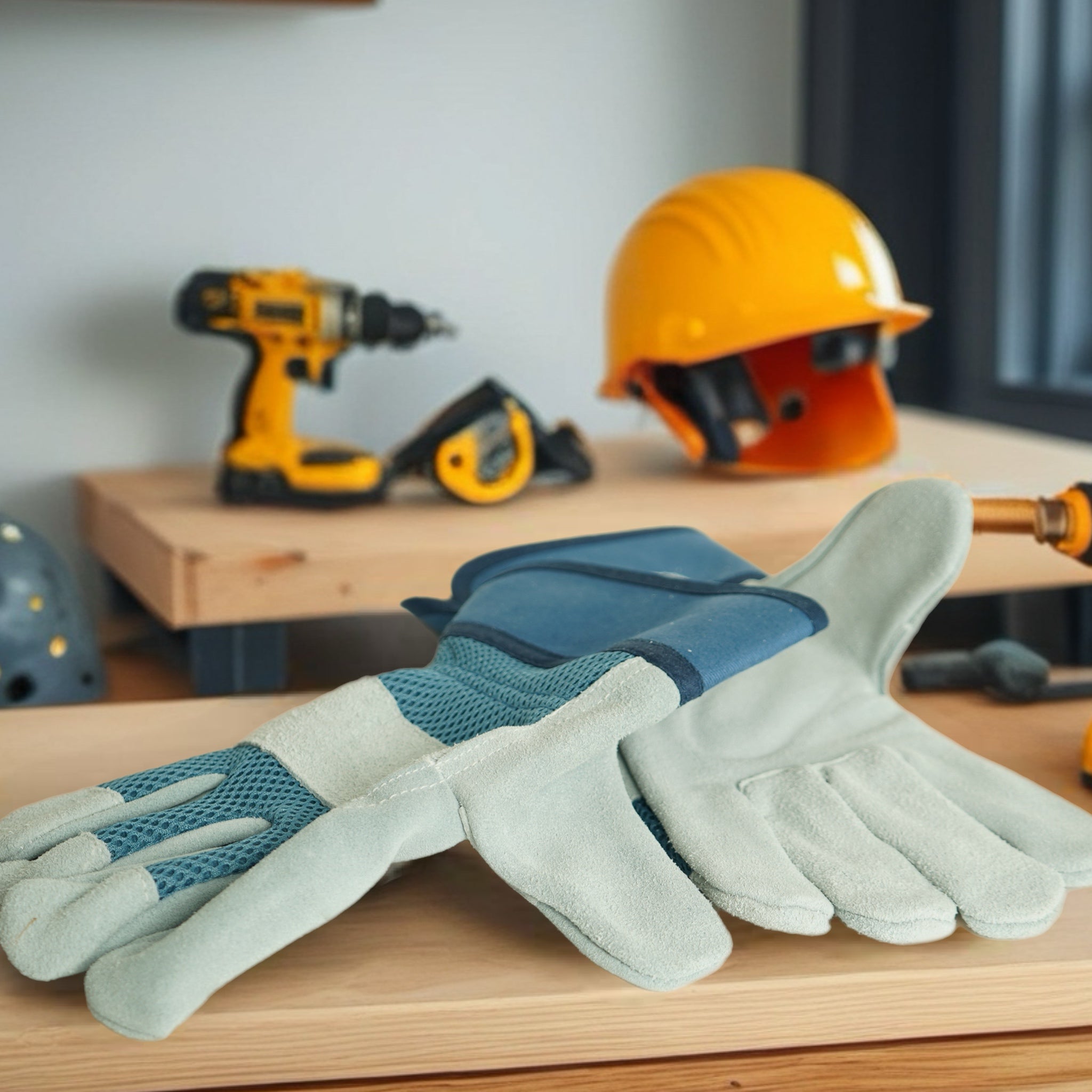 Nozzy Workzone Mens Heavy Duty Leather Gloves - Gardening Work Garage