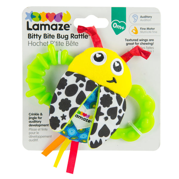 LAMAZE Bitty Bite Bug Rattle 4.5 Inch Pram & Pushchair Newborn Baby & Sensory Toy Teether