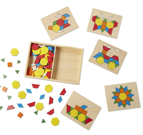 Melissa & Doug Pattern Blocks and Boards Developmental Toy Motor Skills 3+ Gift for Boy or Girl