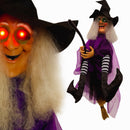 36" Animated Kicking Witch on Broomstick – Halloween Decoration with Batteries Included-9