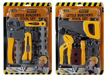 Little Builders Construction Tool Set for Kids – 2 Assorted Pretend Play Tool Kits with Safe Toy Tools for Creative Building Fun