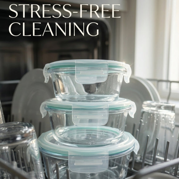 9-Piece Glass Food Storage Container Set with Airtight Lids – Various Sizes