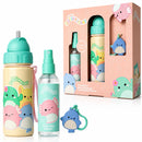 Official Squishmallows kids travel gift set with strawberry body mist water bottle and charm