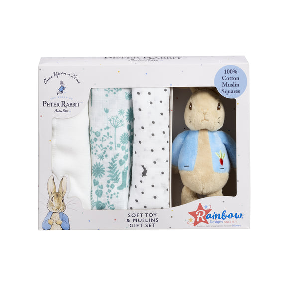 Peter Rabbit Gift Set Beatrix Potter Soft Toy Muslin Set