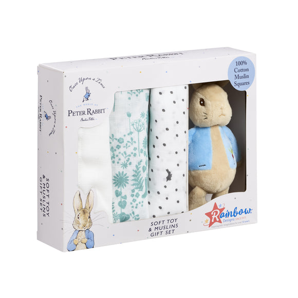 Peter Rabbit Gift Set Beatrix Potter Soft Toy Muslin Set