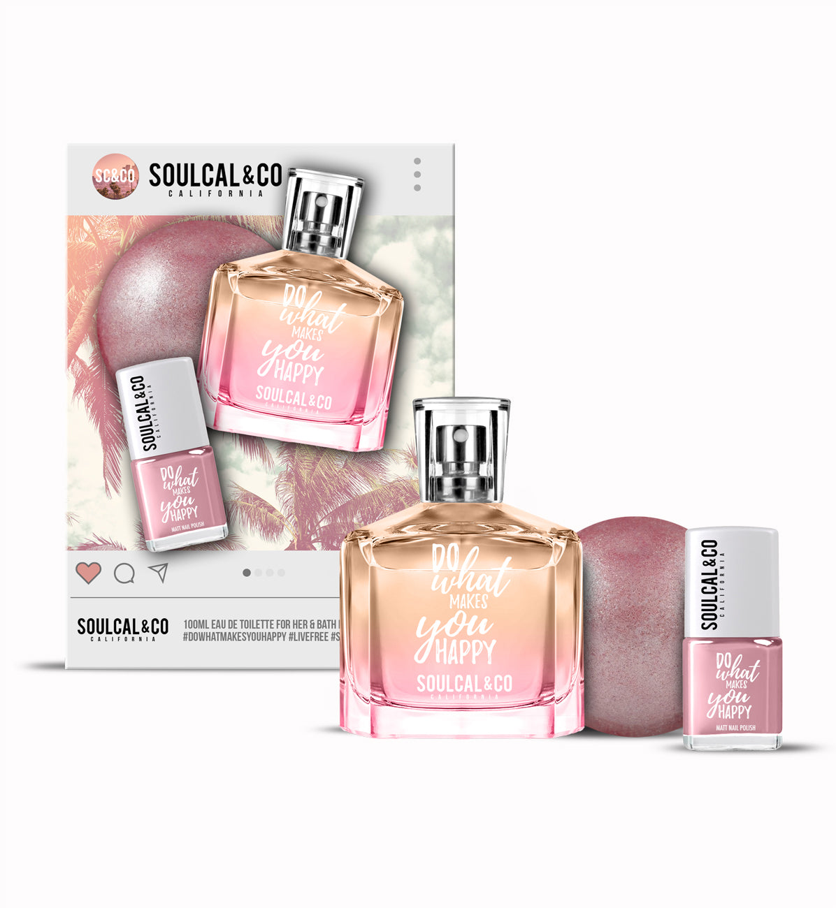 Soul Cal 100ML EAU DE Toilette, 90G Bath Bomb, 6ML Nail Polish