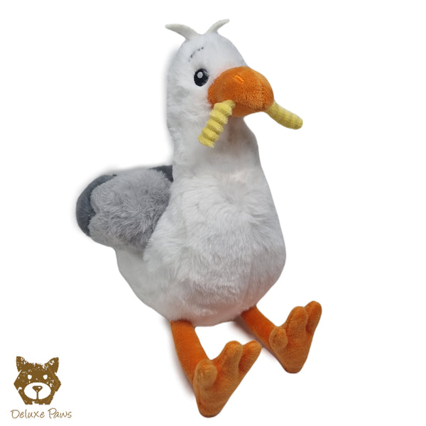 Seagull Plush Toy 24cm with Chip in Mouth Bird Soft Toy