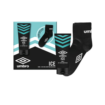 Umbro ICE Gift Set For Men - 150ML 2in1 hair & body wash Ice & men's sport socks