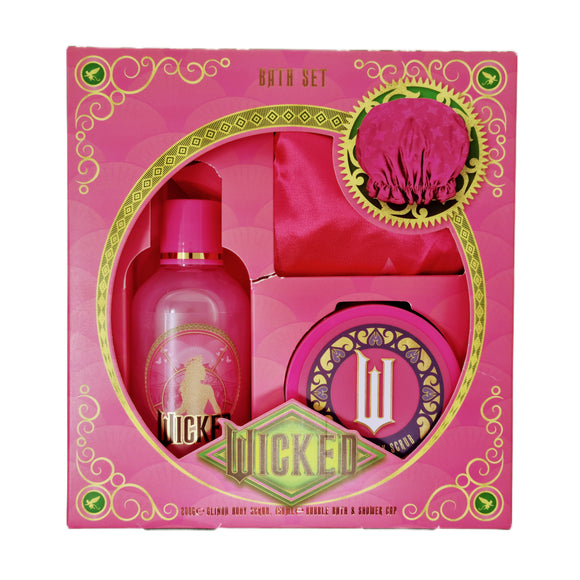 Wicked Glinda Bath Gift Set Pink Bubble Bath, Body Butter & Shower Cap