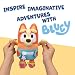 Dress & Play Baby Bingo Bluey Plush, Button, Zip, Buckle and Tie, Learn to Dress Dolls for Toddlers Ages 3+, Fine Motor Skills Baby Zipper Toy