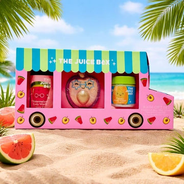 Valentines Juice Box Watermelon & Papaya Bath Gift Set Body Wash Butter Fizzer