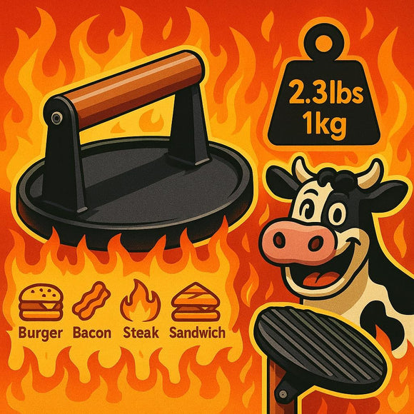 Burger Press, Cast Iron Heavy Duty Burger Smasher for Griddle