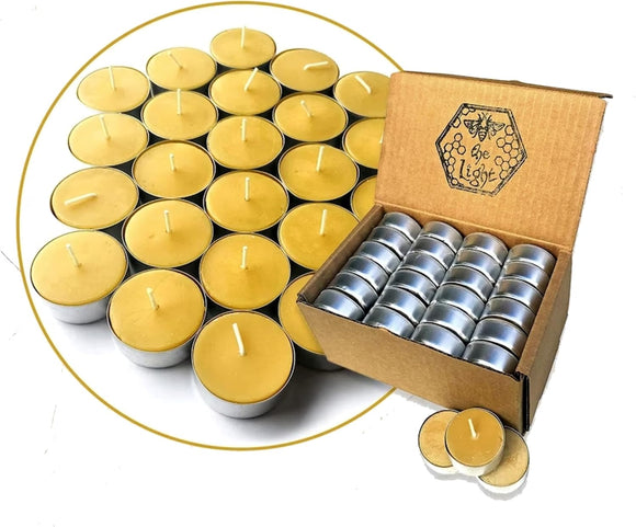 Pure Beeswax Tea Light Candles Pack of 24