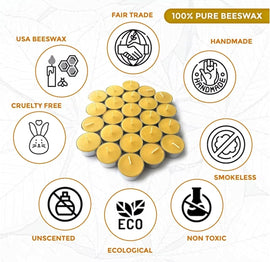Pure Beeswax Tea Light Candles Pack of 24 - 0