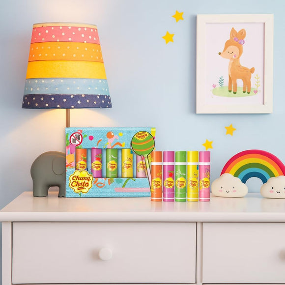 CHUPA CHUPS LIP BALMS - ORANGE, STRAWBERRY, MELON, PINEAPPLE, PEACH - GIFT SET