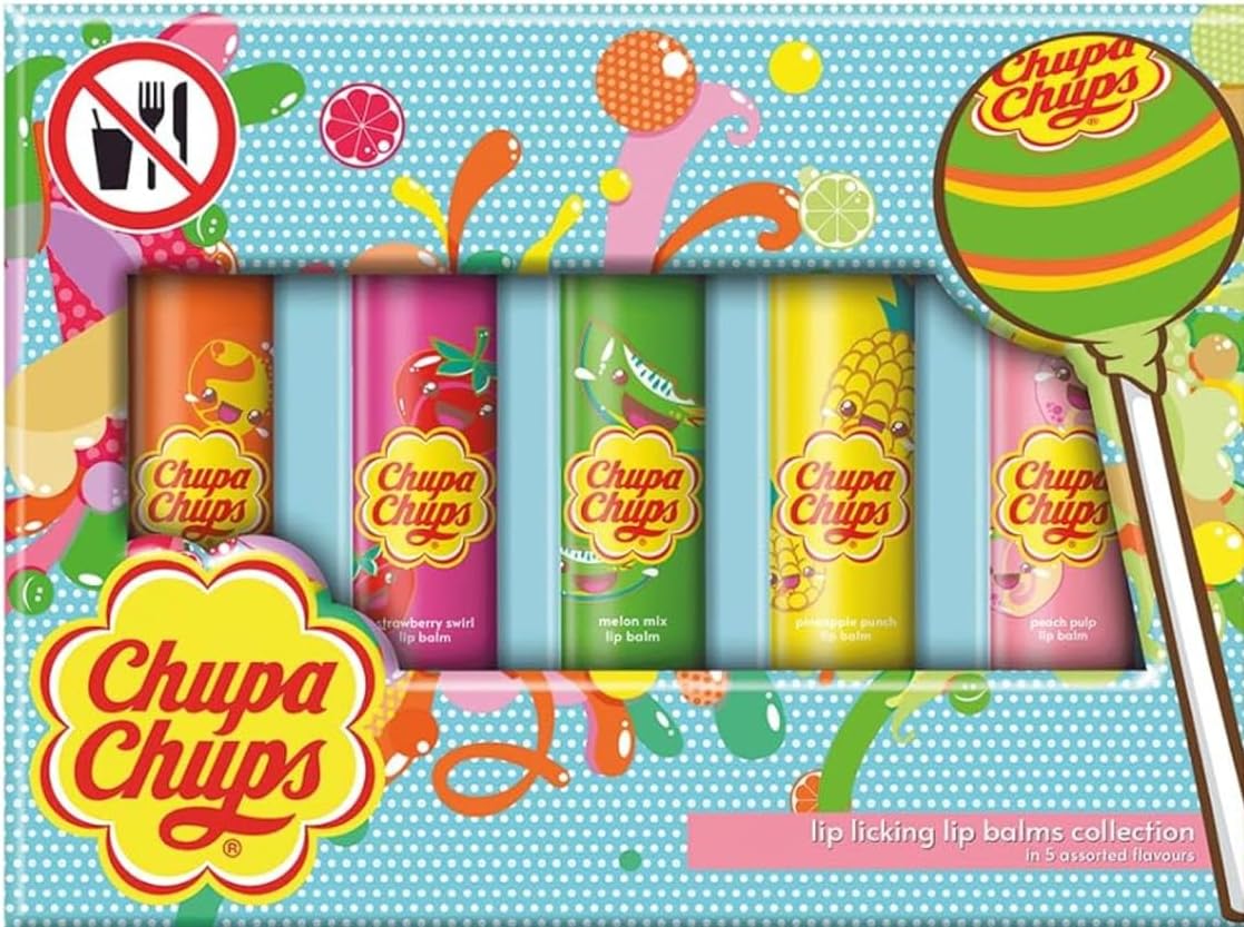 CHUPA CHUPS LIP BALMS - ORANGE, STRAWBERRY, MELON, PINEAPPLE