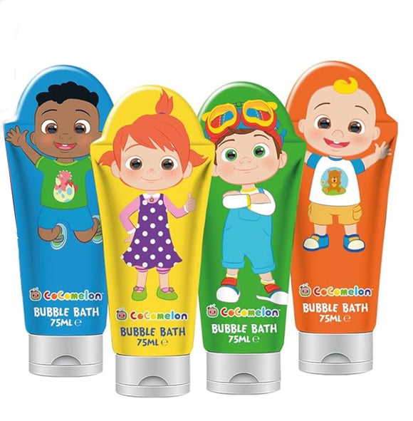 CoComelon Fun Character Bubble Bath Set 4 x 75ml – Kids Bath Gift Set