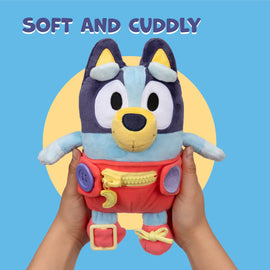 Dress & Play Baby Bluey Plush, Button, Zip, Buckle and Tie, Learn to Dress Dolls for Toddlers Ages 3+, Fine Motor Skills Buckle Toys - 0