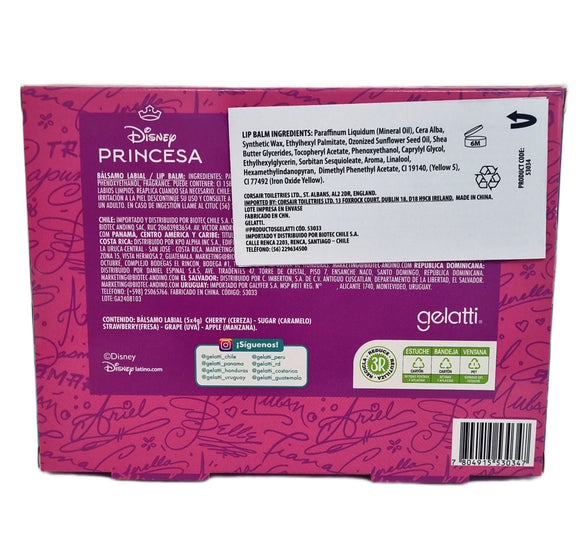 Disney Princess Lip Balm 5-Pack Gift Set Cherry Apple Strawberry Grape Apple