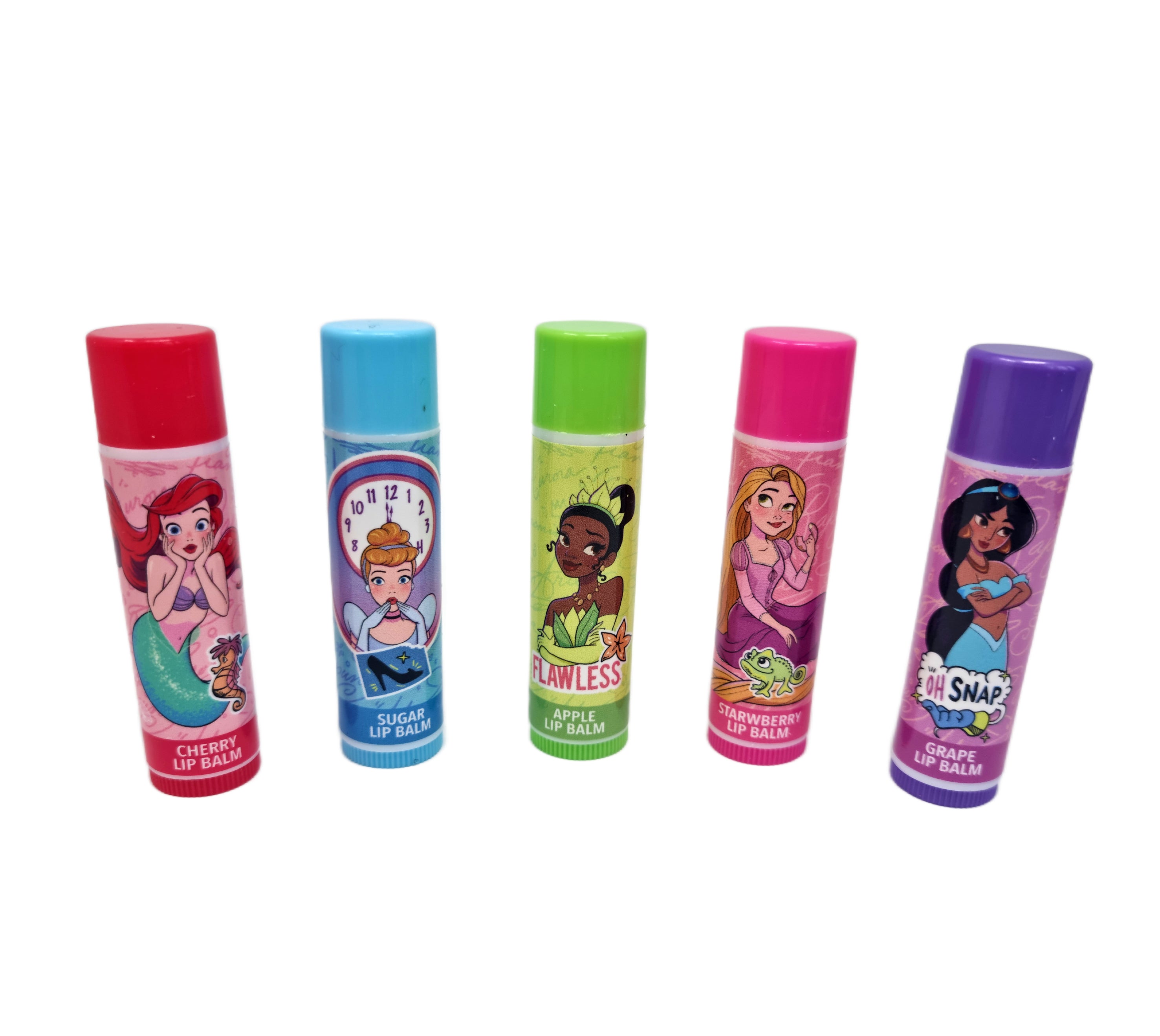 Disney Princess Lip Balm 5-Pack Gift Set Cherry Apple Strawberry Grape Apple