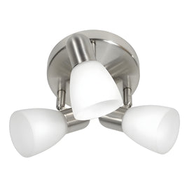 Delano 3 Light Ceiling Spotlight - Matt Nickel & White - 0