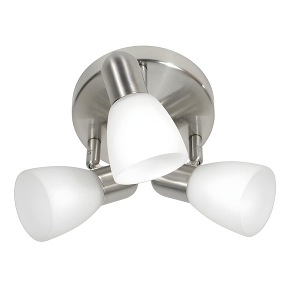 Delano 3 Light Ceiling Spotlight - Matt Nickel & White