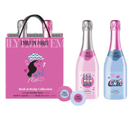 Emily in Paris Bath & Body Gift Set Bubble Bath Crystals Fizzers Spa Collection 4pc