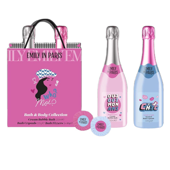 Emily in Paris Bath & Body Gift Set Bubble Bath Crystals Fizzers Spa Collection 4pc