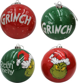 Grinch Christmas Bauble Tree Decoration 7.5cm Hanging Ornament - Set of Four - 0